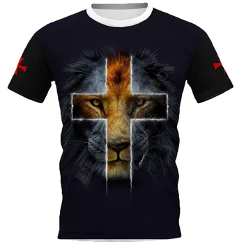 PLstar Kosmos Rycerz Templariusz lew 3D t-shirt z nadrukiem Harajuku Meble t-shirt w stylu Hip-hop Dla Mężczyzn i Kobiet Krótki Rękaw styl-10