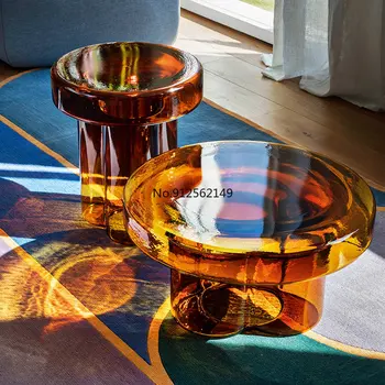 Stoliki do salonu w stylu włoskim, skandynawskim minimalistyczny design, okrągły szklany krawędzi, kilka kreatywnych диванных stołów villa club, narożne, stoły