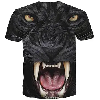 KYKU t-Shirt z Tygrysem, Męskie Koszulki ze Zwierzętami, Casual Czarny t-Shirt Z nadrukiem Harajuku, t-shirty z 3d Krótkim Rękawem W stylu punk-Rock, Fajne Bluzki