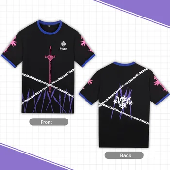 2019 Letnia koszulka męska, Bluzki, t-Shirt, Anime Fate Grand Order, Joanna d ' Arc, Czarny t-Shirt z Krótkim Rękawem, Odzież z Postaciami z Kreskówek, t-Shirt