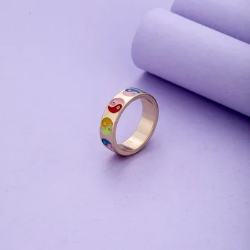 Kreatywne Kolorowe Pierścienie Tai-Chi Dla Kobiet, Moda Damska Biżuteria Ze Stopu, Dekoracje, Hurt, Sprzedaż Bezpośrednia 1