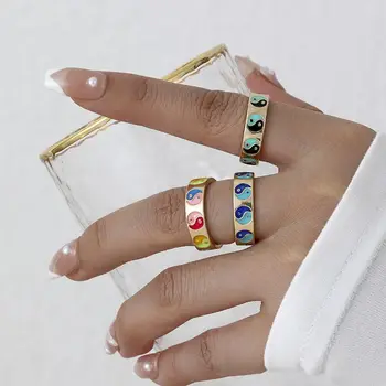 Kreatywne Kolorowe Pierścienie Tai-Chi Dla Kobiet, Moda Damska Biżuteria Ze Stopu, Dekoracje, Hurt, Sprzedaż Bezpośrednia 5