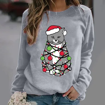 Zima boże Narodzenie Bluza Dla Firmowych z Nadrukiem Bałwana, Moda Jesienna, Moda 2022, Luźny Sweter Z Długim Rękawem, Dorywczo Bluza z Okrągłym dekoltem X-Mas
