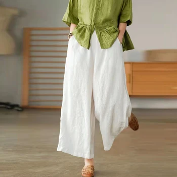 2023 Chiński styl szerokie spodnie, spodnie, odzież w stylu wschodnim codzienne codzienne szyfonowe spódnice spodnie wygodne materiałowe spodnie