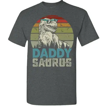 Wzór t-shirt z dinozaurem Daddysaurus Dad Daddy Saurus T-Rex na Dzień ojca. Letnia Bawełniana Męska Koszulka Z Okrągłym Dekoltem i Krótkim Rękawem New