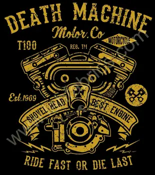 2019 Nowa Modna Koszulka Męska Ride Fast lub Die Last Death Machine Rowerzysta, V-tiwn Silnik Motocykla Dla Dorosłych Unisex i t-Shirt Damski