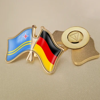 Niemcy i Aruba Trzymają Podwójne Flagi Przyjaźni Szpilki do klapy, uzupełniane przez inne Broszki Ikony