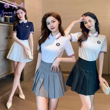 2023 nowy letni koreański styl ulepszony zestaw jk hotelowy kosmetyczka koszulka polo profesjonalne dress uniform uczelni spódnica plisowana q10