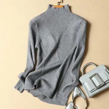 2022 nowa Moda połowa golf damski sweter z dzianiny Elastyczny Spód Golf Sweter