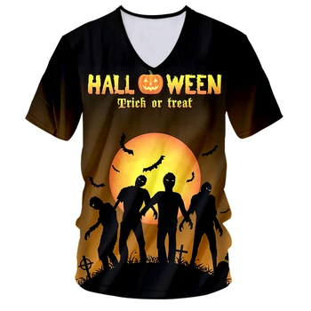CJLM Moda na Halloween Osób Księżyc Zombie Koszulka Ulica Odzież Najlepsze Sprzedaży Hurtowej t-Shirt z VОбразным Dekoltem 6XL Odzież Męska z Nadrukiem 3D