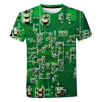 2022 Nowy Elektroniczny Chip 3d Drukowanie t-Shirt z okrągłym dekoltem Unisex Moda Casual Męskie Meble t-shirt w stylu hip-hop z Krótkim rękawem XS-5XL