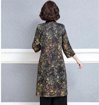 2022 chińska tradycyjna bluzka damska wzór z kwiatowym nadrukiem pościeli długi płaszcz damski luźna bluzka hanfu harajuku femme tang garnitur 0