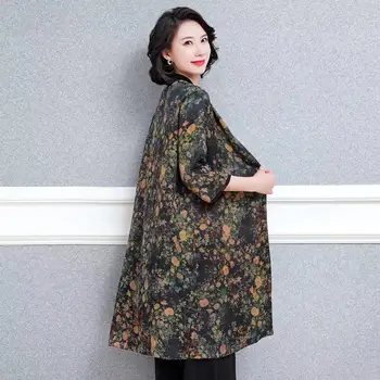 2022 chińska tradycyjna bluzka damska wzór z kwiatowym nadrukiem pościeli długi płaszcz damski luźna bluzka hanfu harajuku femme tang garnitur 1