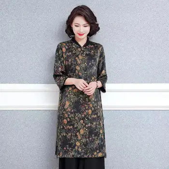 2022 chińska tradycyjna bluzka damska wzór z kwiatowym nadrukiem pościeli długi płaszcz damski luźna bluzka hanfu harajuku femme tang garnitur 2