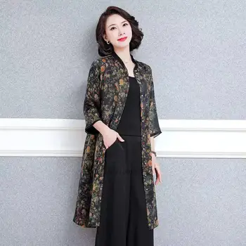 2022 chińska tradycyjna bluzka damska wzór z kwiatowym nadrukiem pościeli długi płaszcz damski luźna bluzka hanfu harajuku femme tang garnitur 3
