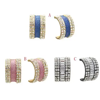 Koreański Nowy Elegancki Rhinestone przesadzone Półkole Kolczyki-Pierścionki Dla Kobiet C Forma Moda Koło Букле D ' nazywany oreille Biżuteria 4