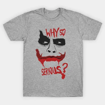 Dlaczego tak poważnie? T-shirt z nadrukiem zabawny wyraz twarzy Jokera. Letnia Bawełniana Męska Koszulka z Okrągłym Dekoltem i Krótkim Rękawem, Nowa S-3XL