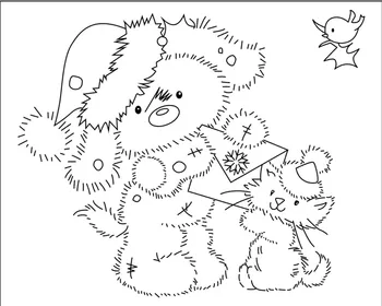 10x8 Niedźwiedź trzyma koperty Przezroczyste Przezroczyste Znaczki do Scrapbookingu do Produkcji Pocztówek własnymi Rękami Szablon Do Cięcia Rzemiosła