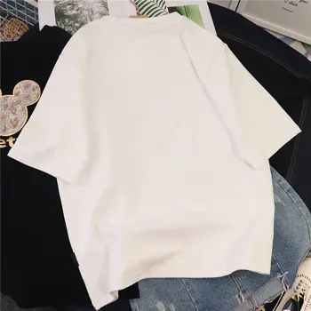 Koszulka damska letnia odzież 2021 nowa koreańska wersja wolna i słodka koszulka z nadrukiem Z długim rękawem Biały odzież z postaciami z kreskówek