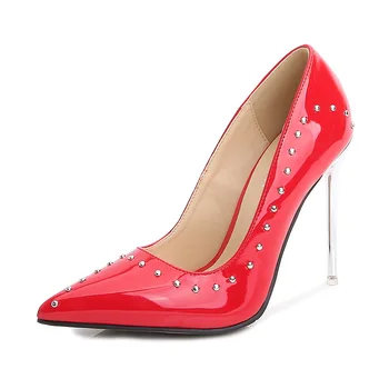 Kobieta na wysokich obcasach Damskie sandały PU wskazał jednolity kolor masywny obcas BASÓW super pięty antypoślizgowe damskie, buty Damskie
