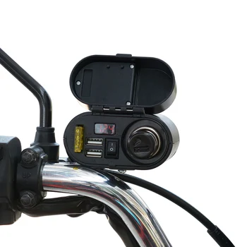 Motocykl USB Ładowarka 3A Podwójny USB Wodoodporny Pokrowiec Ładowarka Adapter z Woltomierzem Wł/Wył Przełącznik Zegar Telefon Tablet Ładowarka