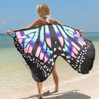 ASDS-plażowa Damska spódnica z chustkę i nadrukiem Motyla, Świąteczna spódnica, sukienka z nadrukiem na temblaku, Jeden rozmiar