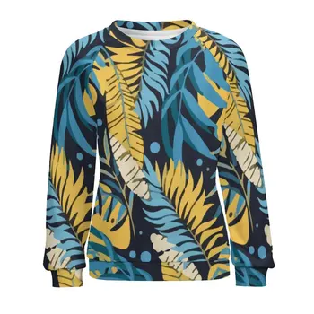 Oryginalne Tropikalne Bluzy Damskie Z Długim Rękawem Żółty Liści Palmowych Kawaii Casual Bluza Nowy Harajuku Zbyt Duży Projekt Bluzy 0