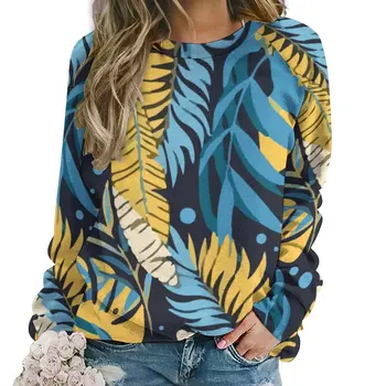 Oryginalne Tropikalne Bluzy Damskie Z Długim Rękawem Żółty Liści Palmowych Kawaii Casual Bluza Nowy Harajuku Zbyt Duży Projekt Bluzy 4