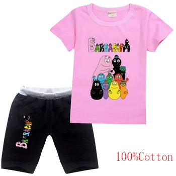 2021 Letnia Odzież Dla chłopców, Bawełniana koszulka, Spodnie, Ubrania dla dziewczyn, gry Sportowe, Stroje Barbapapa, Odzież Dziecięca, Odzież Dziecięca 0