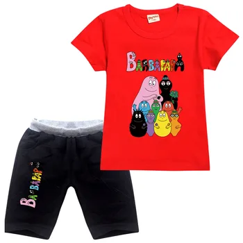 2021 Letnia Odzież Dla chłopców, Bawełniana koszulka, Spodnie, Ubrania dla dziewczyn, gry Sportowe, Stroje Barbapapa, Odzież Dziecięca, Odzież Dziecięca 2