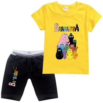 2021 Letnia Odzież Dla chłopców, Bawełniana koszulka, Spodnie, Ubrania dla dziewczyn, gry Sportowe, Stroje Barbapapa, Odzież Dziecięca, Odzież Dziecięca 3