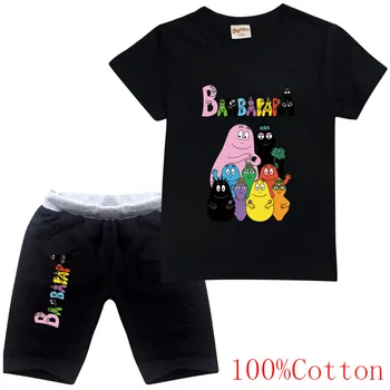2021 Letnia Odzież Dla chłopców, Bawełniana koszulka, Spodnie, Ubrania dla dziewczyn, gry Sportowe, Stroje Barbapapa, Odzież Dziecięca, Odzież Dziecięca 4