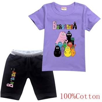 2021 Letnia Odzież Dla chłopców, Bawełniana koszulka, Spodnie, Ubrania dla dziewczyn, gry Sportowe, Stroje Barbapapa, Odzież Dziecięca, Odzież Dziecięca 5
