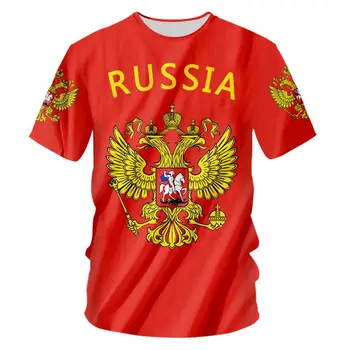 Modna męska koszulka z okrągłym dekoltem i 3D nadrukiem w stylu rosyjskim, dorywczo szczyty dla par, rodzinna t-shirt z krótkim rękawem dla rodziców i dzieci, luźny t-shirt