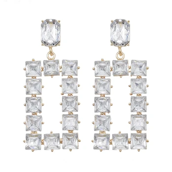 Nowa Moda Geometryczny Kryształ Rhinestone Kolczyki Panie Suknie Ślubne Letnie Biżuteria Prezenty 0