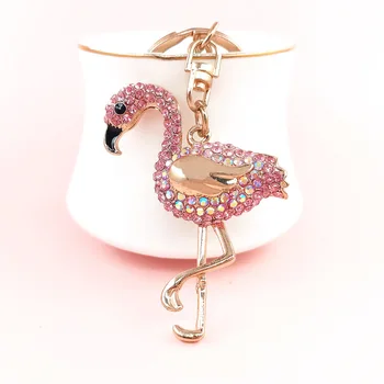 Kreatywny Wisiorek, Animowany, Kolorowy diamentowy Brelok z Flamingo Wykonany na Zamówienie Ładny Metalowy Brelok, Hurtownia Wielofunkcyjny Brelok Do Kluczy
