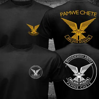 Rhodesian Zimbabwe Oddział t-Shirt dla mężczyzn dwie strony Selous Skauci Pamwe Chete prezent koszulka casual USA wymiary