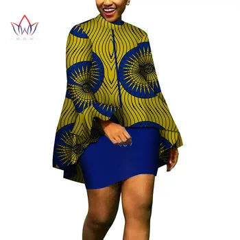 Afrykańska Odzież damska, Zestaw z 2 przedmiotów, Kobieca sukienka, garnitur, Skrócony top i spódnica Damska Afrykańska odzież Bazin Riche, WY4713