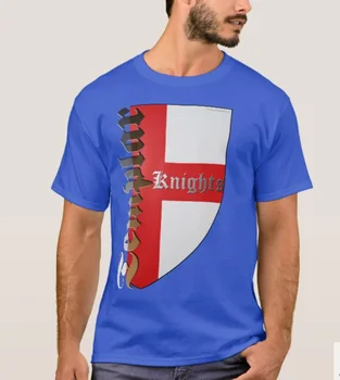T-shirt z wizerunkiem tarczy z godłem Krzyża Rycerskiego Templariuszy. Letnia Bawełniana Męska Koszulka Z Okrągłym Dekoltem i Krótkim Rękawem, Nowa S-3XL
