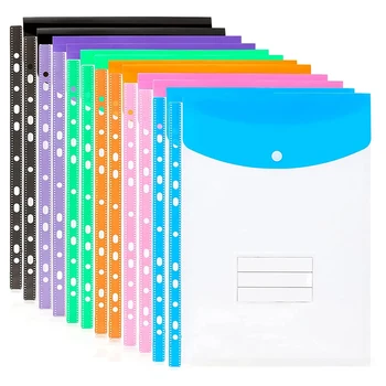 12 Opakowań Perforowane Kieszenie Formatu A4 Plastikowe Torebki - 11 Otworów Rozszerzalna Kieszeń Na Oprawę Koperta Foldery Dla Plików 0
