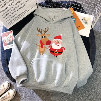 Zimowa Damska Bluza Kawaii Kreskówka Boże Narodzenie Bluzy Damski Sweter Ciepły Codzienny Оверсайз Koreańskiej Odzież Bluza Damska Płaszcz