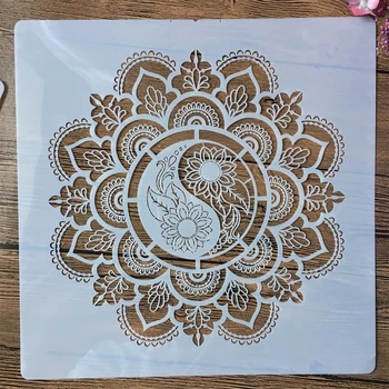 30*30 cm Mandala Geometria Tai chi DIY Wielowarstwowe Szablony Malowanie Ścian Album Do Wyklejania Tłoczenie Puste Ozdoby Drukowanie Koronki Linia