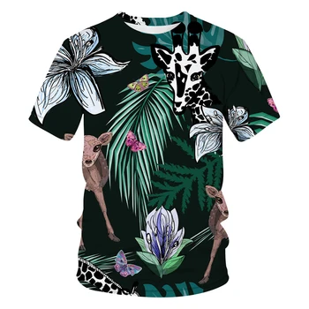 Letnia koszulka męska z leopard wzór, bluzki z 3D nadrukiem, koszulka z krótkimi rękawami i zabawnymi zwierzętami, casual shirt z okrągłym dekoltem, meble, odzież, Bluzki 0