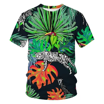 Letnia koszulka męska z leopard wzór, bluzki z 3D nadrukiem, koszulka z krótkimi rękawami i zabawnymi zwierzętami, casual shirt z okrągłym dekoltem, meble, odzież, Bluzki 2