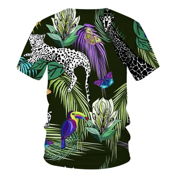 Letnia koszulka męska z leopard wzór, bluzki z 3D nadrukiem, koszulka z krótkimi rękawami i zabawnymi zwierzętami, casual shirt z okrągłym dekoltem, meble, odzież, Bluzki 4