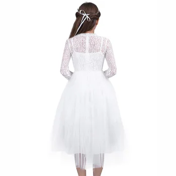 Ładna Biała Sukienka z kwiatowym wzorem dla Dziewczynek od 4 do 14 lat Na Wesele, Stroje Na Urodziny Dla Dziewczynek, dla Dzieci Sukienki do Pierwszej Komunii Dla Dziewczynek