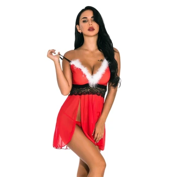 Bielizna Seksowna Bielizna Boże Narodzenie Czerwony Sexy Cosplay Kostiumy Lalka Erotyczna, Bielizna Ślubna Pokusa