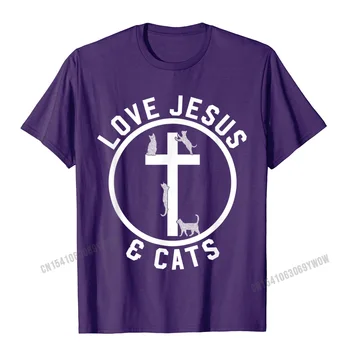 Chrześcijańska T-Shirt Love Jesus Cats Lover Zabawny Religijny Prezent Camisas Męskie Zabawne Bawełniane Męskie Topy, Codzienne Śmieszne Koszulki 1