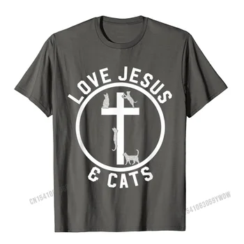Chrześcijańska T-Shirt Love Jesus Cats Lover Zabawny Religijny Prezent Camisas Męskie Zabawne Bawełniane Męskie Topy, Codzienne Śmieszne Koszulki 2