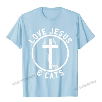 Chrześcijańska T-Shirt Love Jesus Cats Lover Zabawny Religijny Prezent Camisas Męskie Zabawne Bawełniane Męskie Topy, Codzienne Śmieszne Koszulki 3